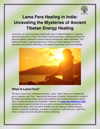 Lama Fera Healing Course In India