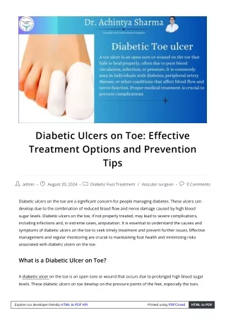 Toe Ulcers and Diabetes: A Practical Guide to Prevention and Healing