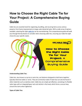 How to Choose the Right Cable Tie for Your Project_ A Comprehensive Buying Guide