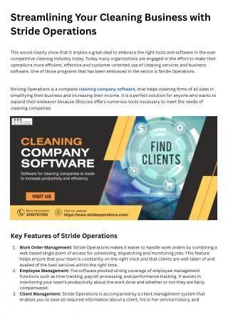 Streamlining Your Cleaning Business with Stride Operations