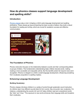 How do phonics classes support language development and spelling skills_