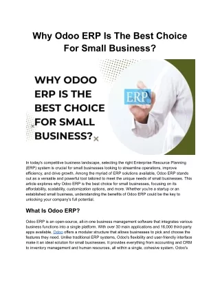 Why Odoo ERP Is The Best Choice For Small Business