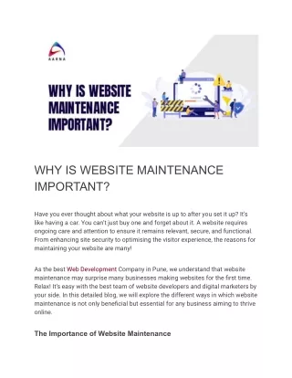 WEBSITE MAINTENANCE