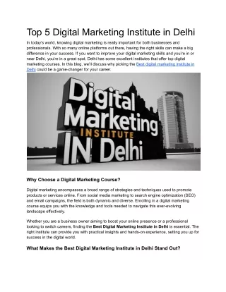 Best Digital Marketing Institute in Delhi