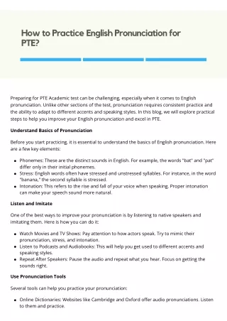 How to Practice English Pronunciation for PTE