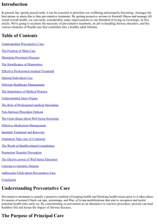 Preventative Treatment: The crucial element to some Balanced Grownup Everyday li