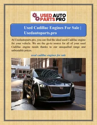 Used Cadillac Engines For Sale | Usedautoparts.pro