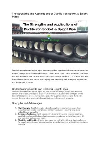 Supra Enterprises|Ductile Iron Pipe(DI) Supplier