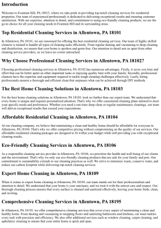 Fountain Hill, PA 18015: We Lead the Way in Top-notch Cleaning Services