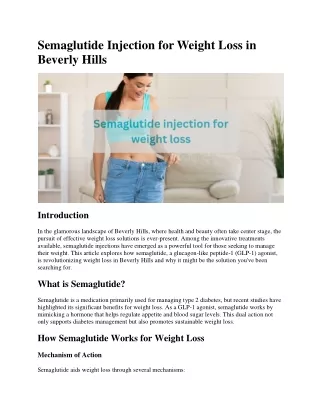 Semaglutide Injection for Weight Loss in Beverly Hills