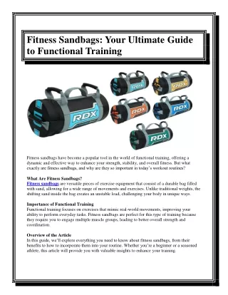 Fitness Sandbags Your Ultimate Guide to Functional Training