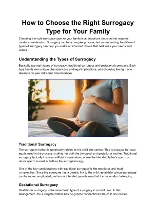 How to Choose the Right Surrogacy Type for Your Family