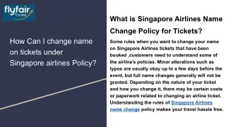 How Can I change name on tickets under Singapore airlines Policy