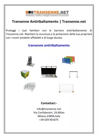 Transenne Antiribaltamento  Transenne.net