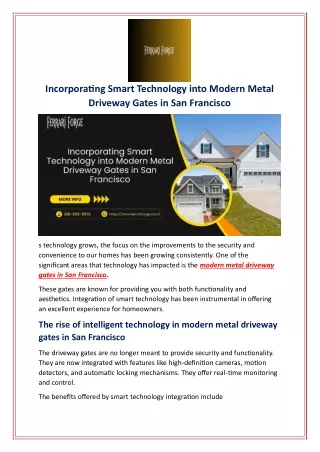 Incorporating Smart Technology into Modern Metal Driveway Gates in San Francisco