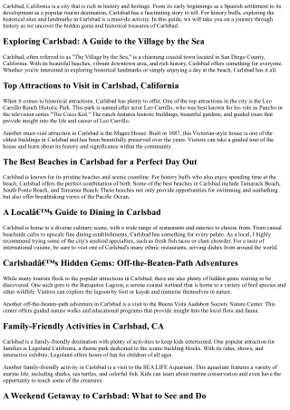 A Journey Through History: A Guide to Carlsbad, CA for History Buffs