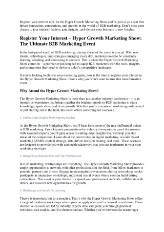 Register your interest – Hyper Growth Marketing Show