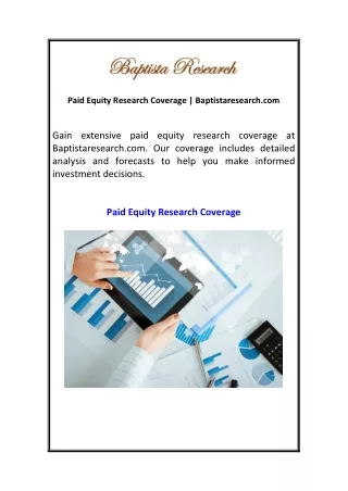 Paid Equity Research Coverage | Baptistaresearch.com