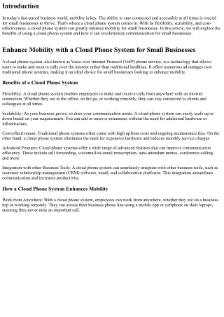 Enhance Mobility with a Cloud Phone System for Small Businesses