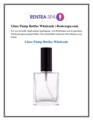 Glass Pump Bottles Wholesale   Rentraspa