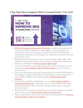 7 Top Tips How to Improve SEO in Coconut Creek