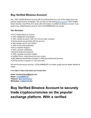 Ways To Your Buy Verified Binance Account in 2024