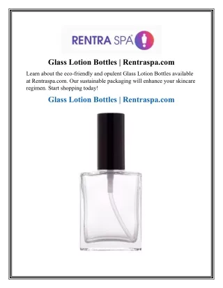 Glass Lotion Bottles  Rentraspa