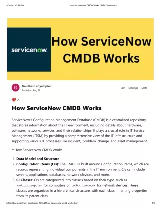 How Servicenow cmdb works