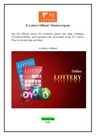 Tc Lottery Official | Tclotteryvip.net