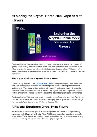 Exploring the Crystal Prime 7000 Vape and Its Flavors