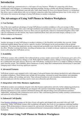 The Advantages of Using VoIP Phones in Modern Workplaces
