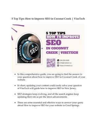 5 Top Tips to improve SEO