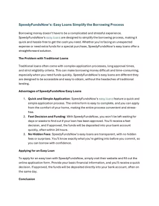 speedyfundsnow Easy Loans