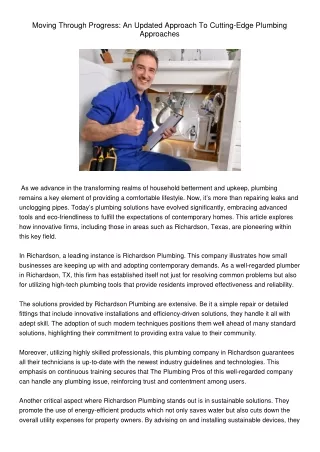 MovingThroughProgressAnUpdatedApproachToCutting-EdgePlumbingApproaches411