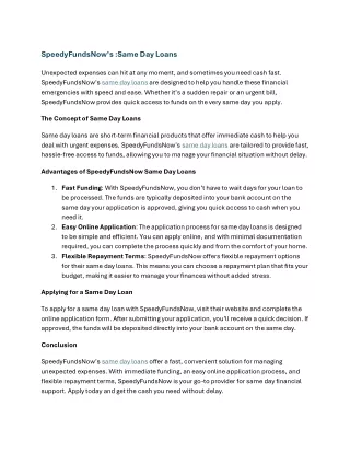 speedyfundsnow Same day loans