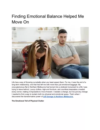 Finding Emotional Balance Helped Me Move On