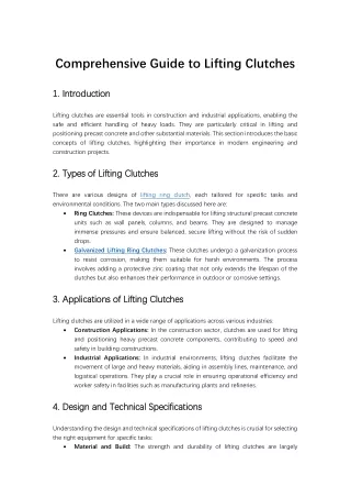 Comprehensive Guide to Lifting Clutches