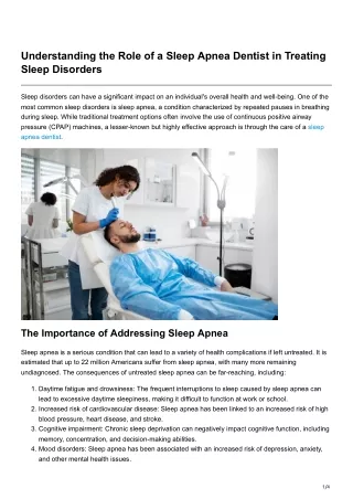 Understanding the Role of a Sleep Apnea Dentist in Treating Sleep Disorders