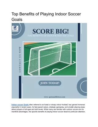 Top Benefits of Playing Indoor Soccer Goals