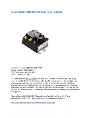 General Electric WE04X25586 Dryer Timer HnKparts