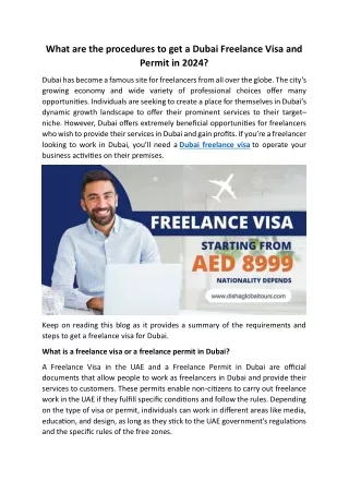 What are the procedures to get a Dubai Freelance Visa and Permit in 2024