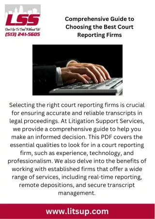 Comprehensive Guide to Choosing the Best Court Reporting Firms