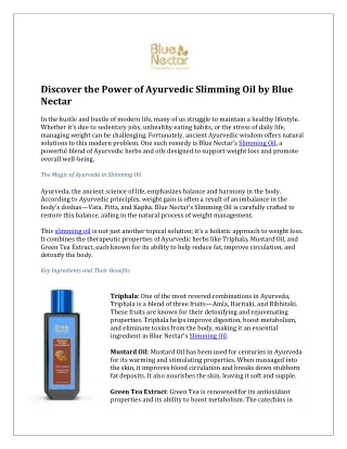 Experience the Transformation Slimming Oil for Effective Weight Loss