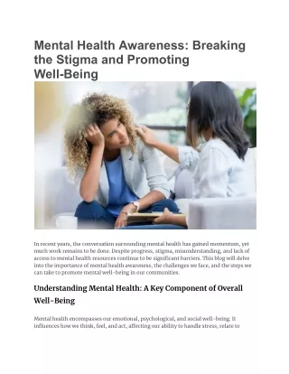 Mental Health Awareness_ Breaking the Stigma and Promoting Well-Being