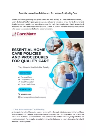 Essential Home Care Policies and Procedures for Quality Care