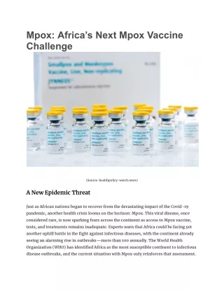 Mpox_ Africa’s Next Mpox Vaccine Challenge