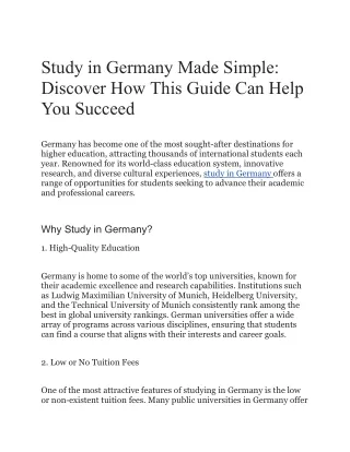 Study in Germany Made Simple: Discover How This Guide Can Help You Succeed