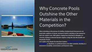 Why Concrete Pools Outshine the Other Materials in the Competition?