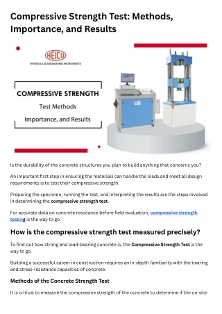 Compressive Strength Test Methods, Importance, and Results