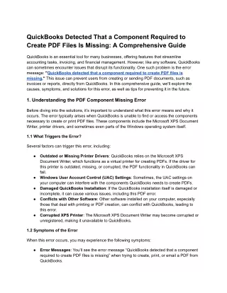 QuickBooks Detected That a Component Required to Create PDF Files Is Missing_ A Comprehensive Guide